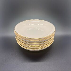Set of (6) Embossed Lenox Laurent Cream Dessert Bowls With Gold Rim $14.17/each
